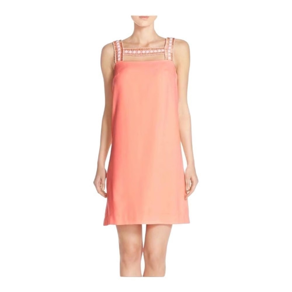 Lilly Pulitzer Mason Coral Embellished Shift Mini Dress Sz 0